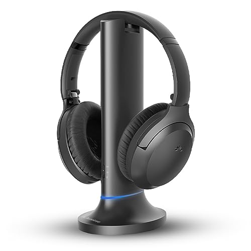 Avantree Opera - Auriculares Inalámbricos para Ver Televisión, Transmisor Bluetooth, Base de Carga, Modo Diálogo Claro, para TV, Auriculares con Volumen Mejorado para Personas Mayores, Alcance 50m