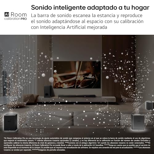 LG S90TR - Barra de Sonido Inteligente, 670W Potencia y 7.1.3 Canales, Altavoces Dobles Traseros Inalámbricos, 3 Altavoces Verticales, Sonido Envolvente Dolby Atmos y DTS:X, Hi-Res 24bits/96kHz