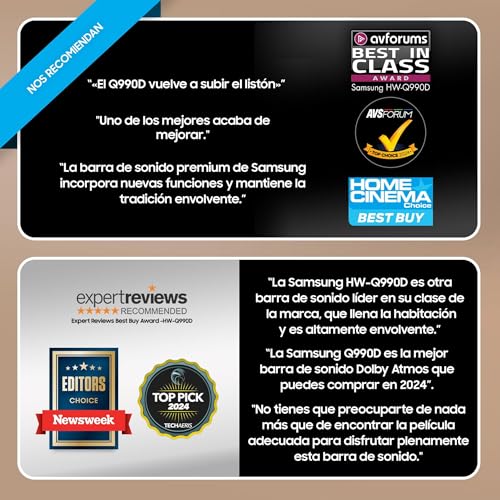 Samsung Barra de Sonido HW-Q990D/ZF 2024 - Dolby Atmos inalámbrico, Q-Symphony,11.1.4 Canales, SpaceFit Sound Pro y Compatible con asistentes de Voz